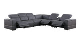 Franco 7-Piece Dark Grey Italian Leather Match Power Reclining Sectional with 3 Power Seats and Storage Console view 2