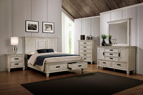 Franco Antique White storage bedroom set Eastern King bed main view