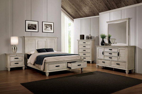 Franco Antique White storage bedroom set Eastern King bed main view