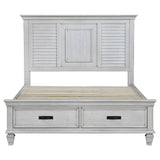 Franco Antique White storage bedroom set Eastern King bed side angle