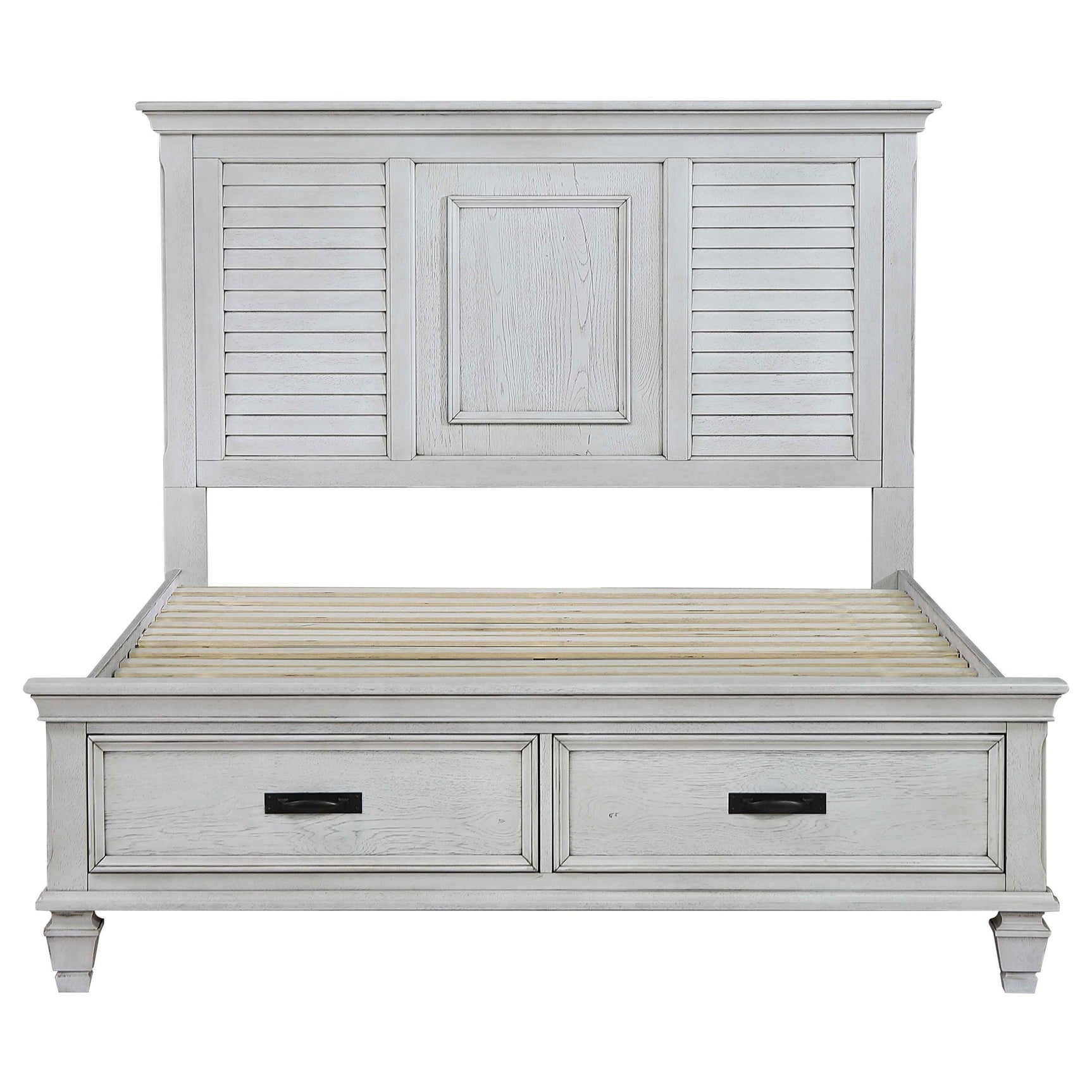 Franco Antique White storage bedroom set Eastern King bed side angle