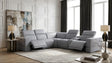 Franco II 6-Piece Light Blue Italian Top Grain Leather Power Reclining Sectional with Wireless Charging from Decor Furniture