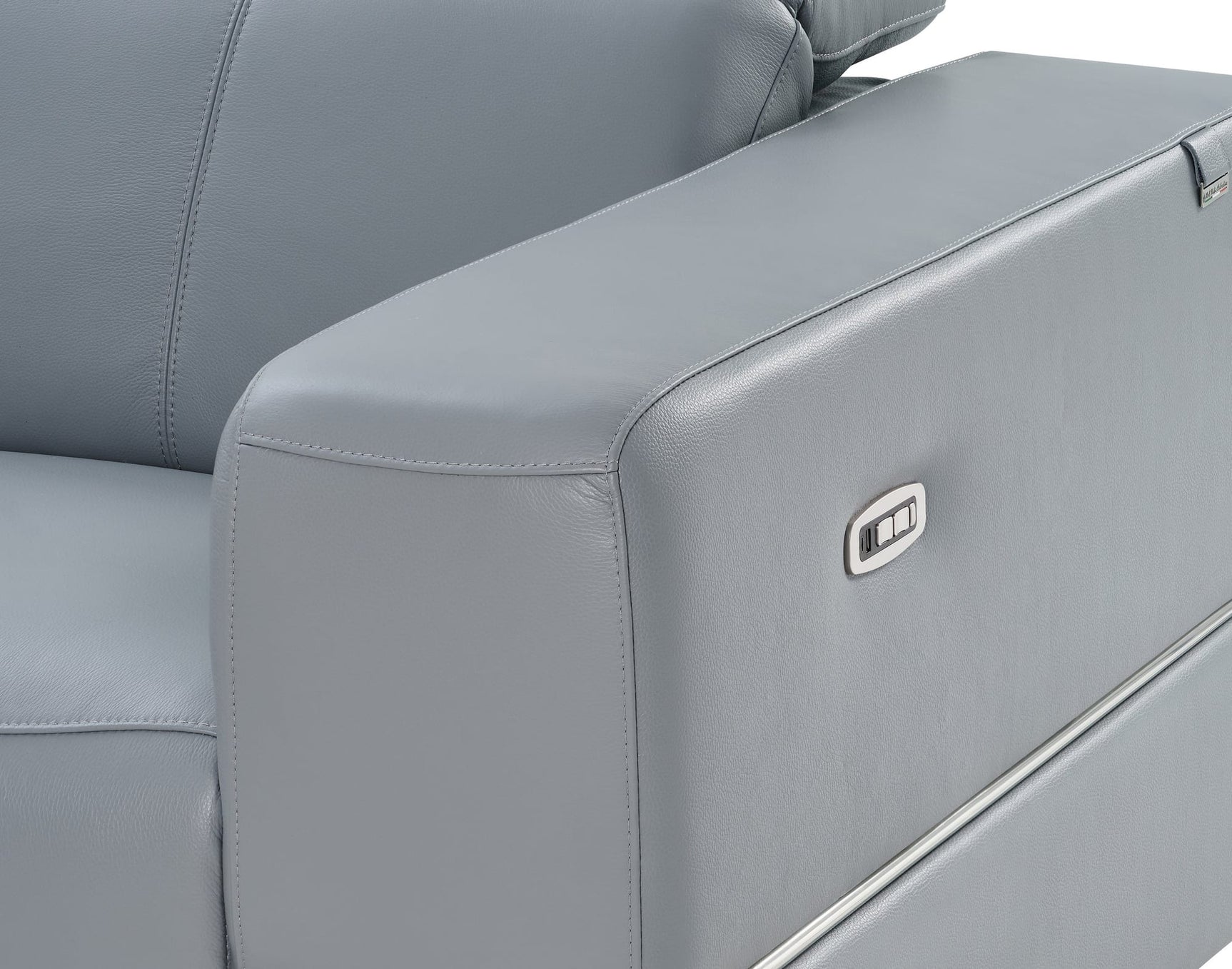 Franco II 6-Piece Light Blue Italian Top Grain Leather Power Reclining Sectional with Wireless Charging view 4