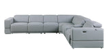 Franco II 7-Piece Light Blue Italian Top Grain Leather Power Reclining Sectional with 3 Power Seats and Wireless Charging view 3