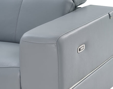 Franco II 7-Piece Light Blue Italian Top Grain Leather Power Reclining Sectional with 3 Power Seats and Wireless Charging view 4