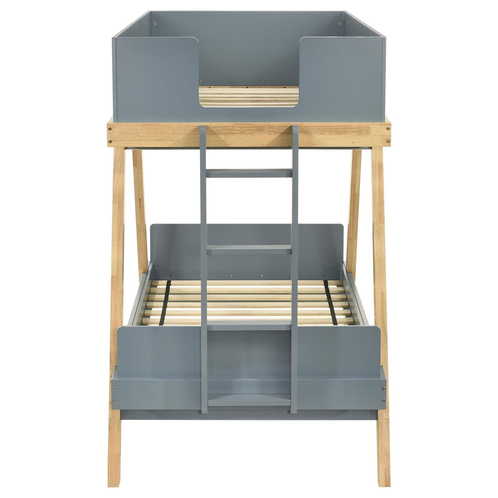 Lower bunk with open design on Frankie Twin Over Twin Bunk Bed