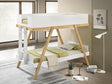 Side view of Frankie Wood Twin Over Twin Bunk Bed with ladder and guardrails