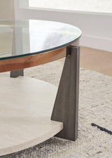 Side angle of Frazwa coffee table on casters
