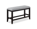 side view of Frey black and gray fabric rectangular counter height dining table with chairs