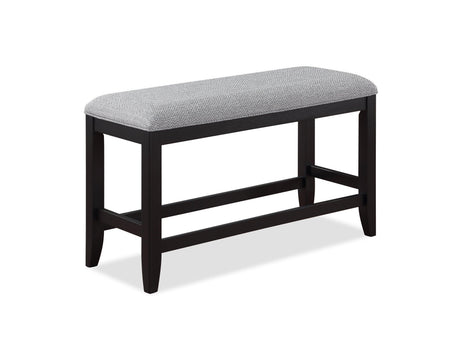 side view of Frey black and gray fabric rectangular counter height dining table with chairs