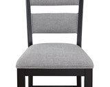 angled side view of dining set with chairs