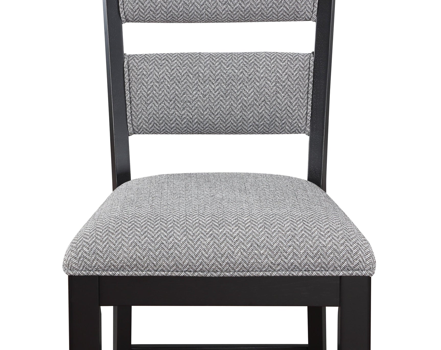 angled side view of dining set with chairs