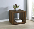 Frisco Square side end table close-up of texture in dark pine finish