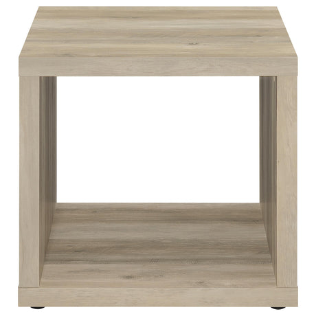 Frisco Square Engineered Wood Side End Table Distressed Pine top surface