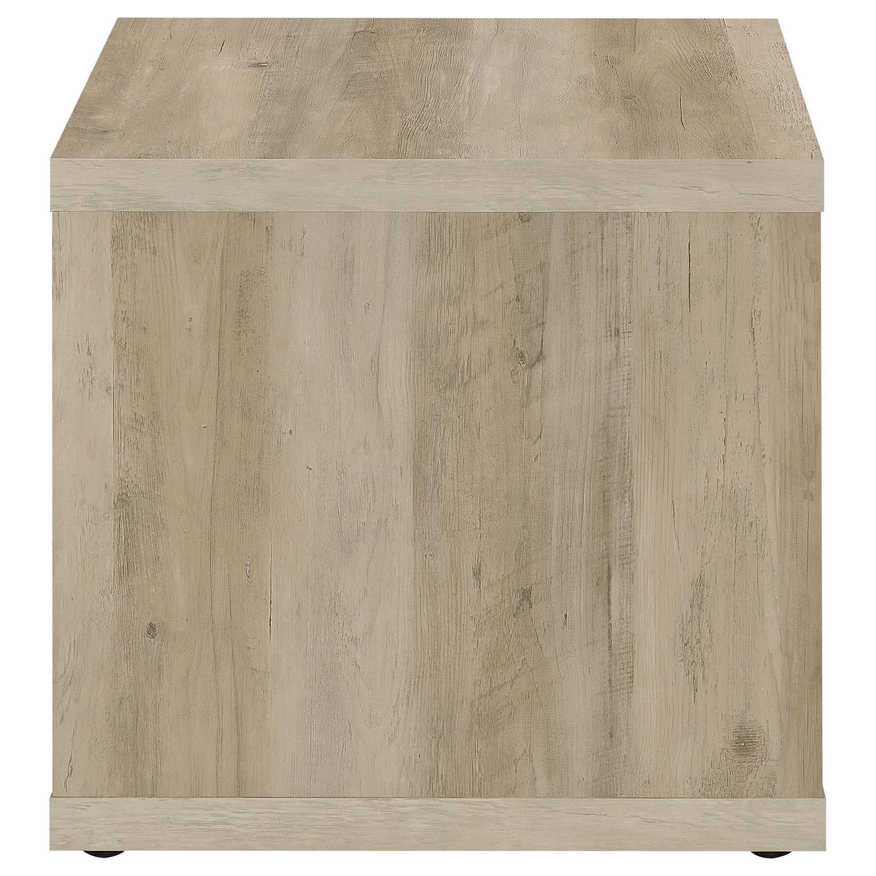 Frisco Square Engineered Wood Side End Table Distressed Pine on floor