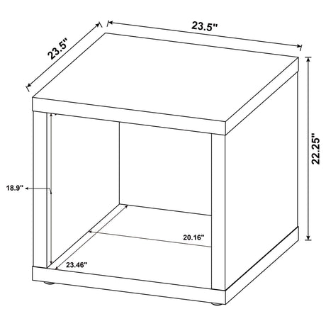 Frisco Square Engineered Wood Side End Table Distressed Pine in room setting