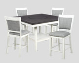 Side view of Fulton Chalk White Square Counter Height Dining Set showing chair detail