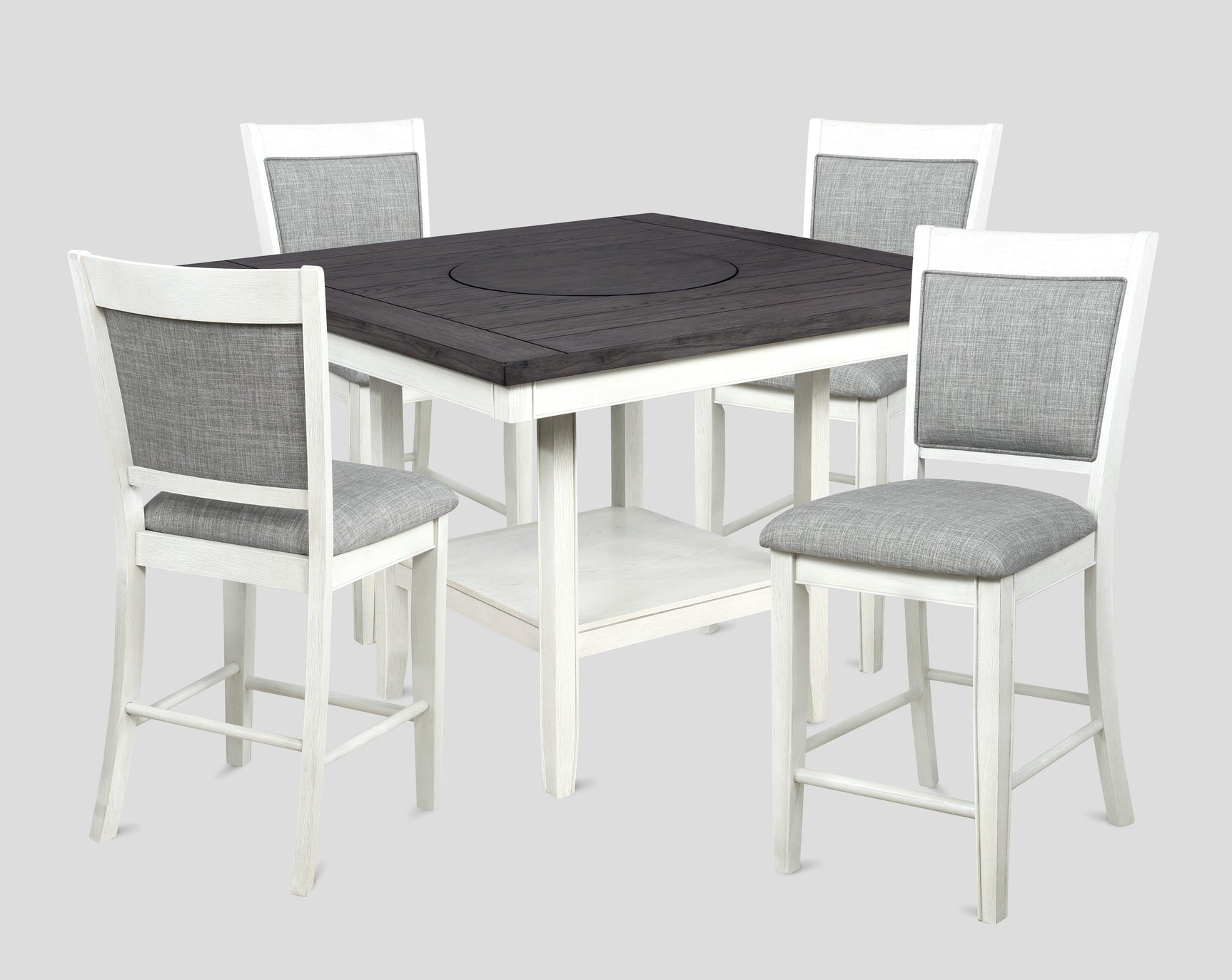 Side view of Fulton Chalk White Square Counter Height Dining Set showing chair detail