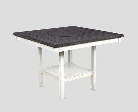 Side view of Fulton Chalk White cushioned bench included in dining set