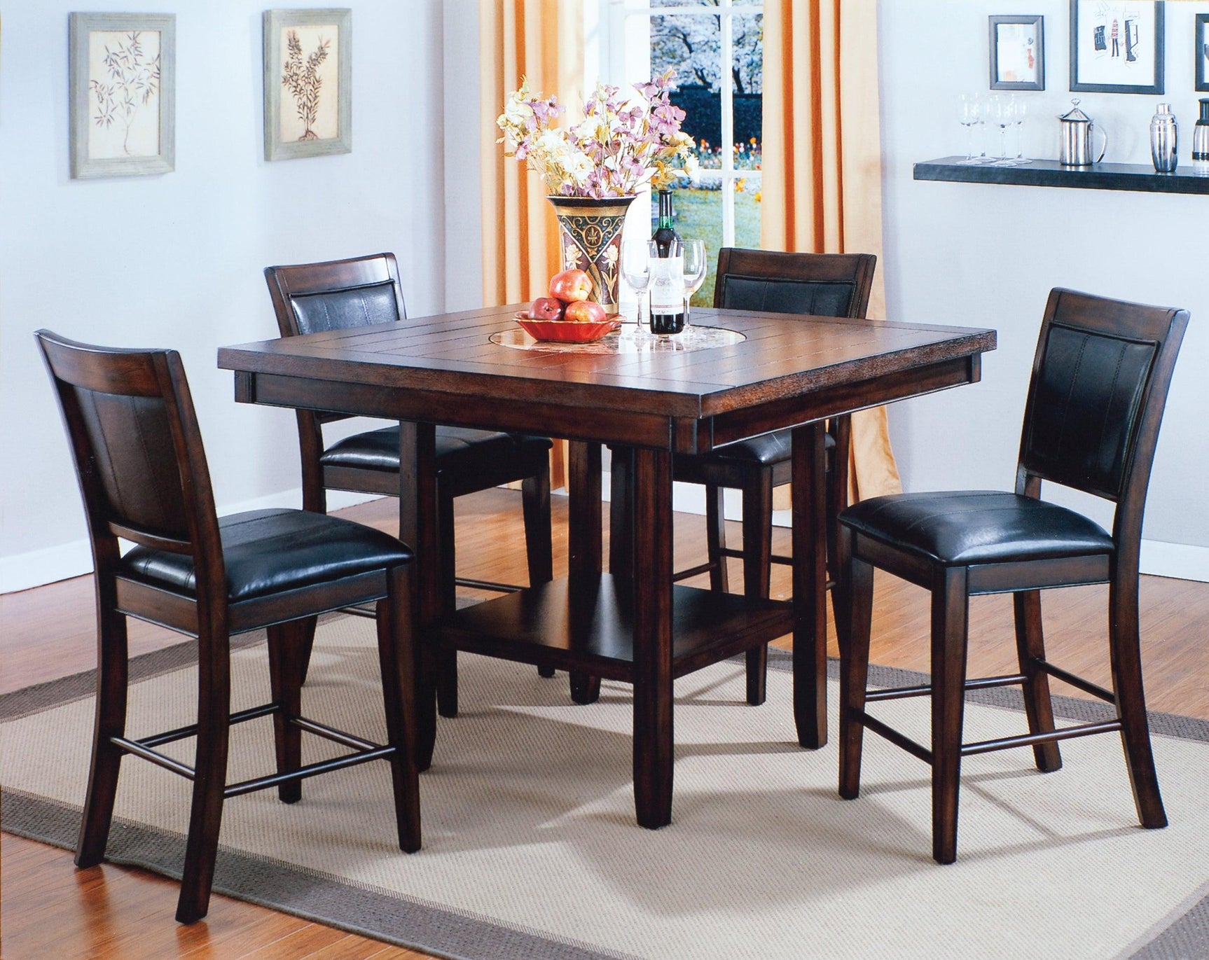 Side view of Fulton Espresso square counter height dining set