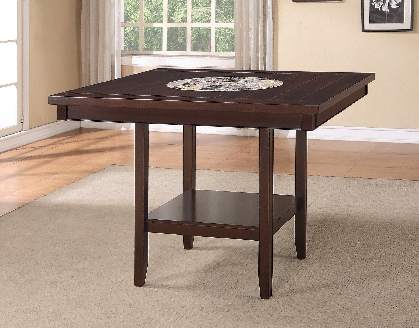 Side angle of the dining set showing chair design