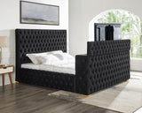 Close-up of built-in fireplace on bed footboard