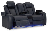 Fyne-Dyme Sapphire Loveseat showing console and cup holders