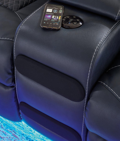 Side profile of power reclining loveseat