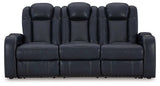 Sofa drop-down table with LED reading lights, dual cup holders, USB ports and wireless charging pad