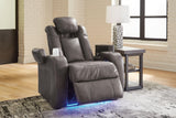 Front angle of Fyne-Dyme Shadow Faux Leather Power Recliner