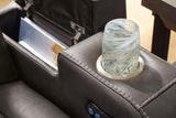 Reclined seating of Fyne-Dyme Shadow Faux Leather Power Recliner