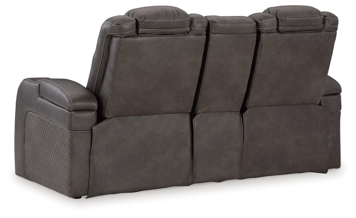 Ambient blue LED lighting under loveseat base