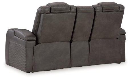 Ambient blue LED lighting under loveseat base