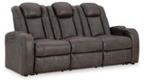 Close-up of diamond stitching and faux leather upholstery