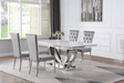 G111101 White Genuine Marble Rectangular Dining Room Set front view