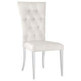 G111101 White Genuine Marble Rectangular Dining Room Set side angle
