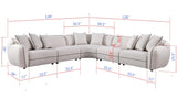 Gaby Beige Fabric 5-Piece Sectional Sofa with Pillows view 3