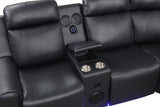 Galaxy Black Air Leather Reclining Sectional with Bluetooth Speakers and LED Lighting view 7