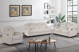 Galaxy Sand loveseat with Bluetooth speakers and recliner