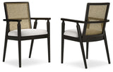 Galliden Black Dining Arm Chair side angle showing arm and upholstery