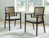 Galliden Black Dining Arm Chair angled view highlighting faux cane backrest