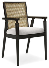 Galliden Black Dining Arm Chair showing aged black wood frame detail