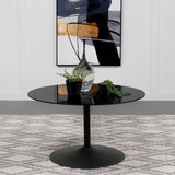 Ganso round coffee table showing black powder coated metal base