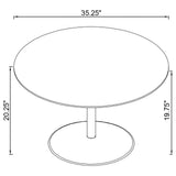 Side view of Ganso round coffee table with metal base