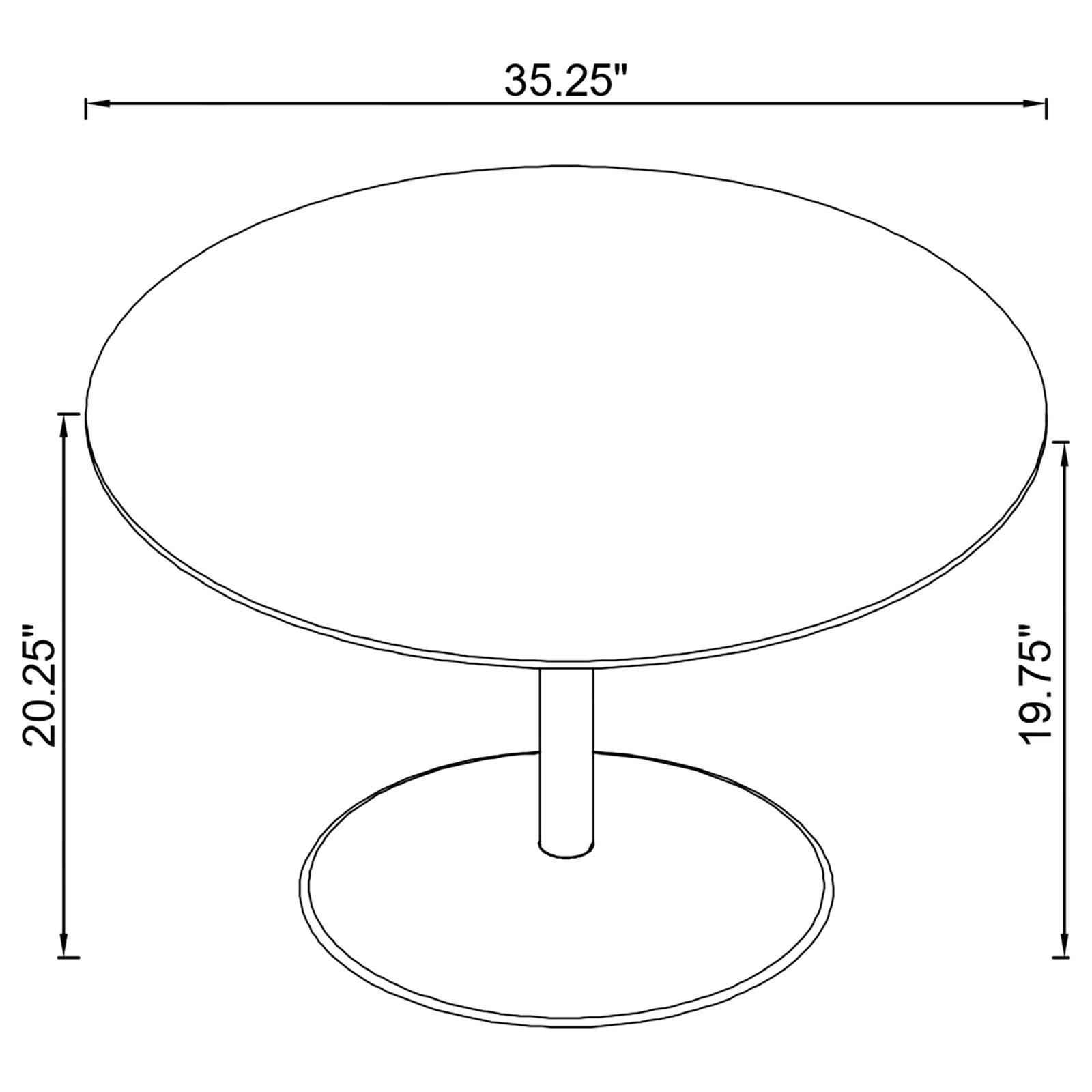 Side view of Ganso round coffee table with metal base
