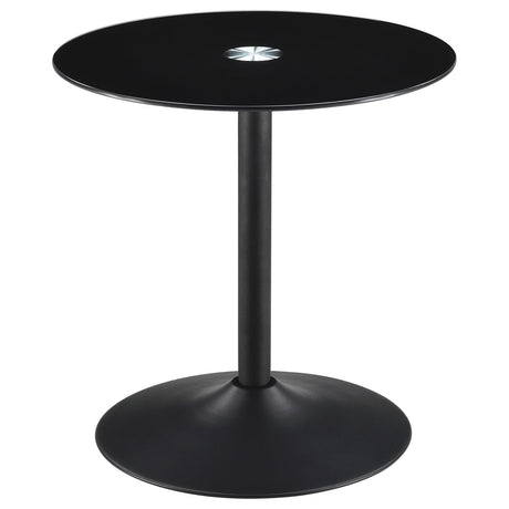 Ganso round black metal end table front view