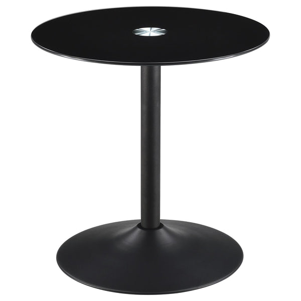 Ganso round black metal end table front view