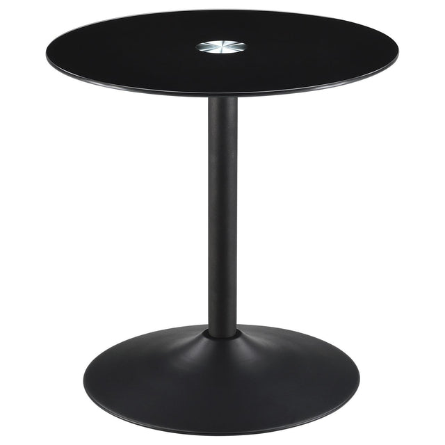 Ganso round black metal end table front view