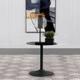 Ganso round black metal end table side angle