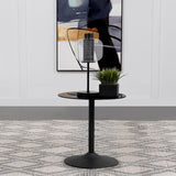 Ganso round black metal end table side angle